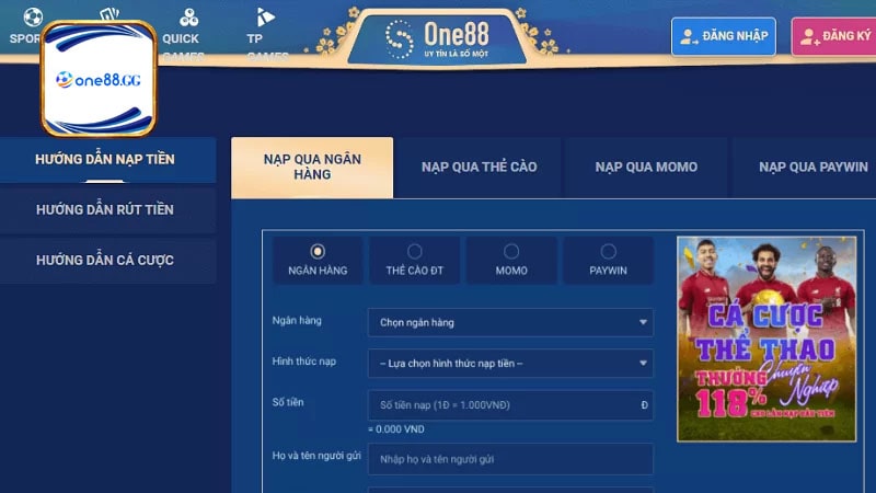 Tổng quan về nạp tiền One88